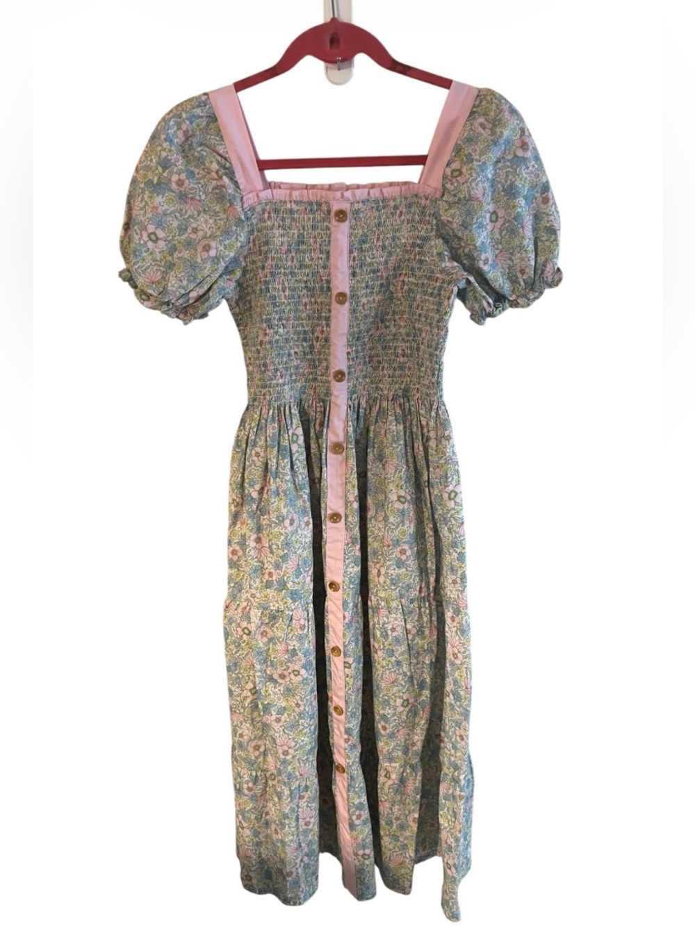 Honey Bear Boutique Smocked Floral Maxi Dress Button Down NWT Medium